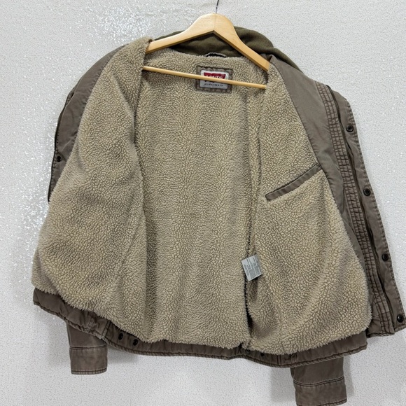 Levi’s Sherpa Lined Utility Jacket Men’s Medium Brown Cotton Military Workwear - Picture 8 of 15